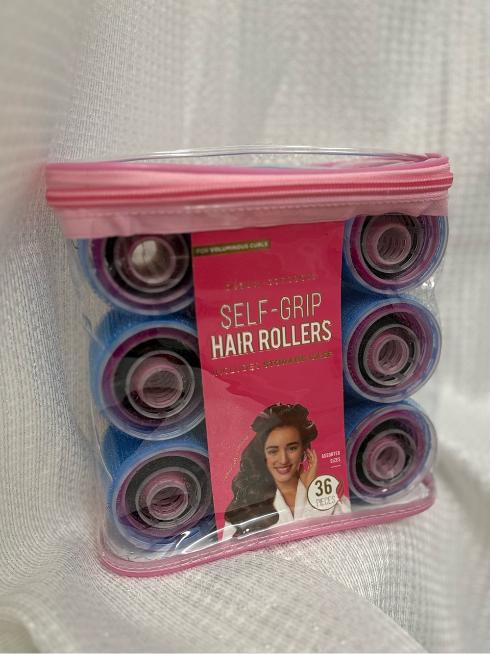 NEW Beauty Concepts 36-Pc Self-Grip Hair Rollers + Storage Case